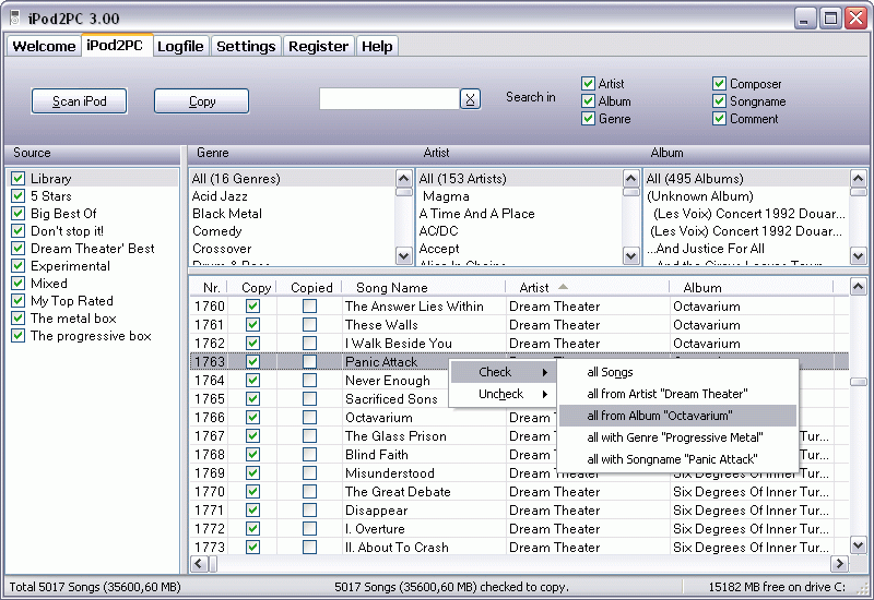 IPod2PC Screenshot
